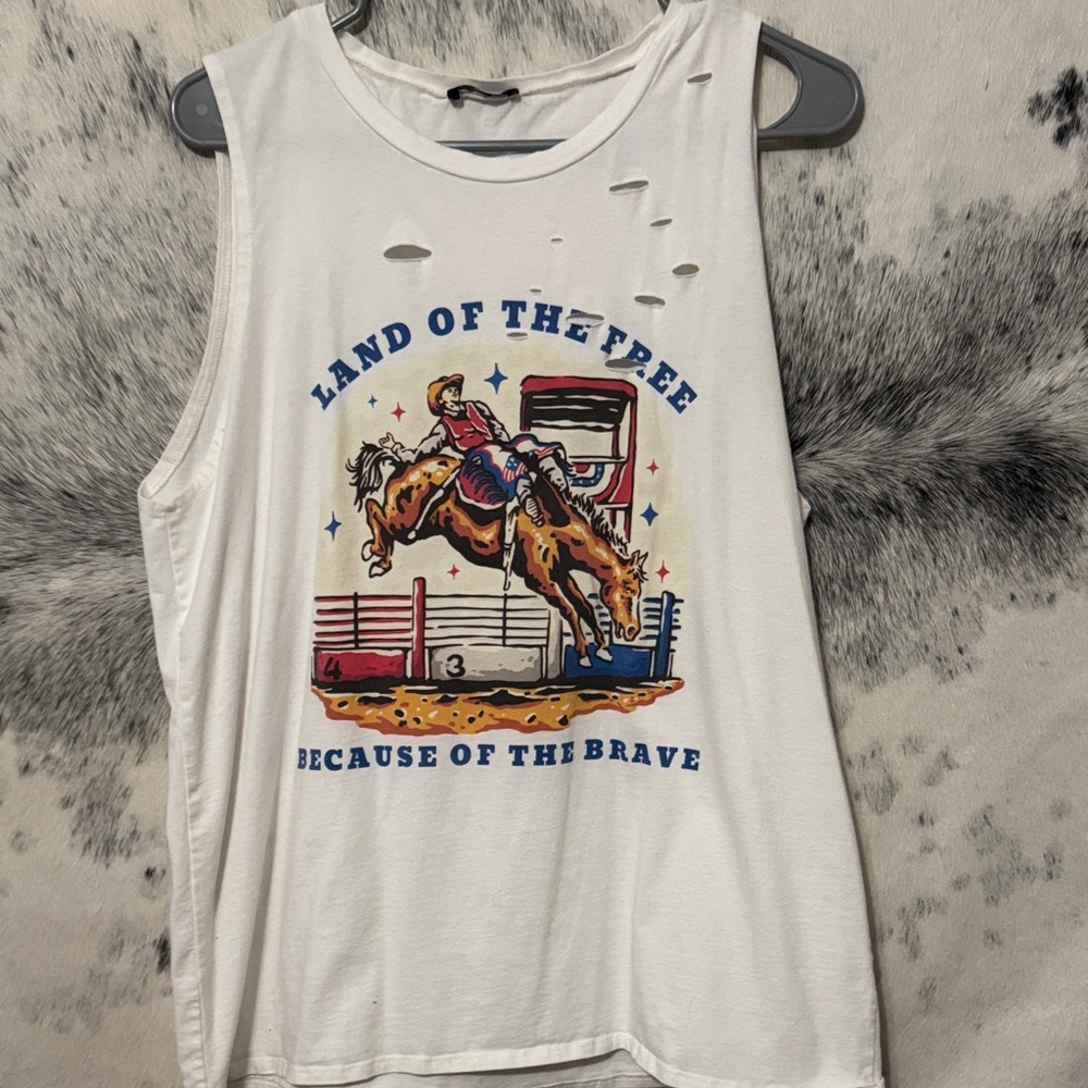 Women's White Graphic Muscle Tee